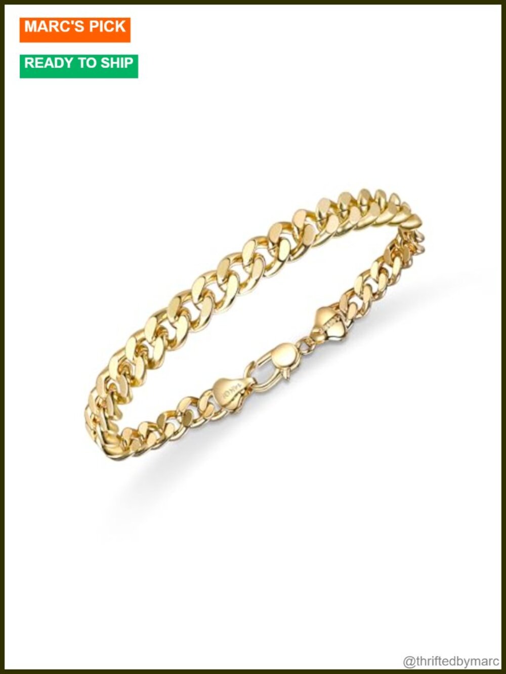 6mm Gold Cuban Link Chain Bracelet for Men and Women 14K Gold Hypoallergenic